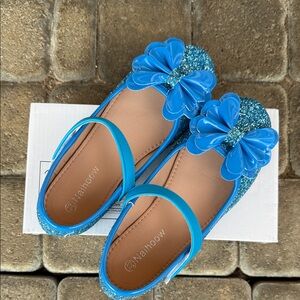 Blue Glitter Kids Shoes with Bow